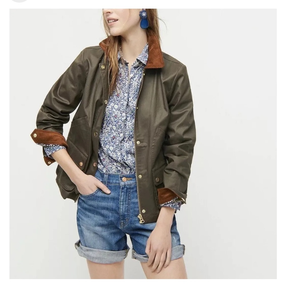J.Crew Barn Jacket with Liberty® floral print ~ Mossy Brown